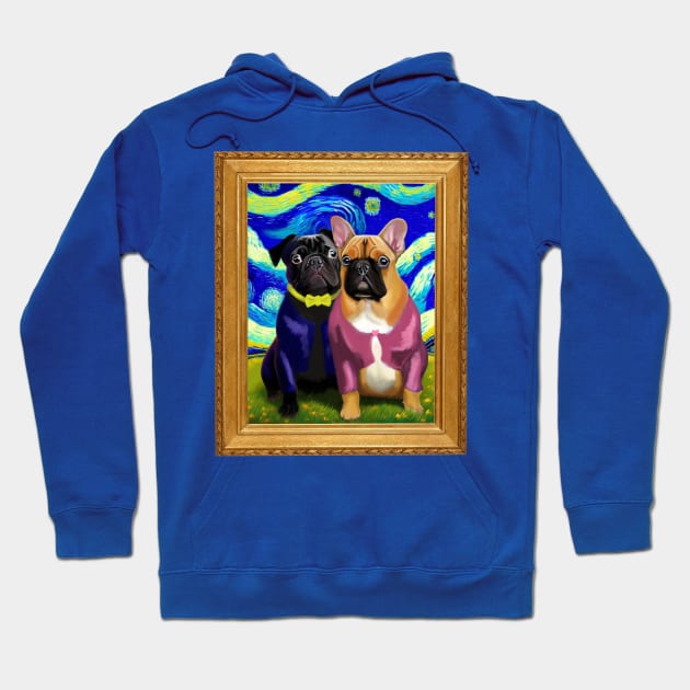 Pug Van Gogh Hoodie by FivePugs